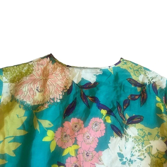 Cabi Bold Floral 100% Silk Mini Dress Tunic Top Abstract Size Small Women's - Picture 8 of 12